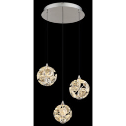 Virina Cluster Pendant Ceiling Light Chrome K9 Crystals 3x LED 3000K - thumbnail 5
