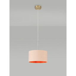 Baymont Antique Brass E27 Single Pendant With 30cm x 17cm Dual Faux Silk Shade, Antique Gold/Ruby - thumbnail 2