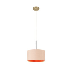 Baymont Antique Brass E27 Single Pendant With 30cm x 17cm Dual Faux Silk Shade, Antique Gold/Ruby - thumbnail 5