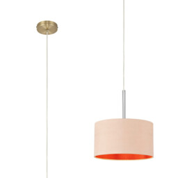 Baymont Antique Brass E27 Single Pendant With 30cm x 17cm Dual Faux Silk Shade, Antique Gold/Ruby