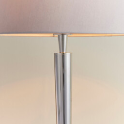 Syon 1 Light Table Lamp Bright Nickel, Mink Faux Silk, E14 - thumbnail 5