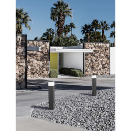 Ferron 80cm Outdoor Bollard Dark Grey Aluminium, Clear LED E27 IP65 - thumbnail 2