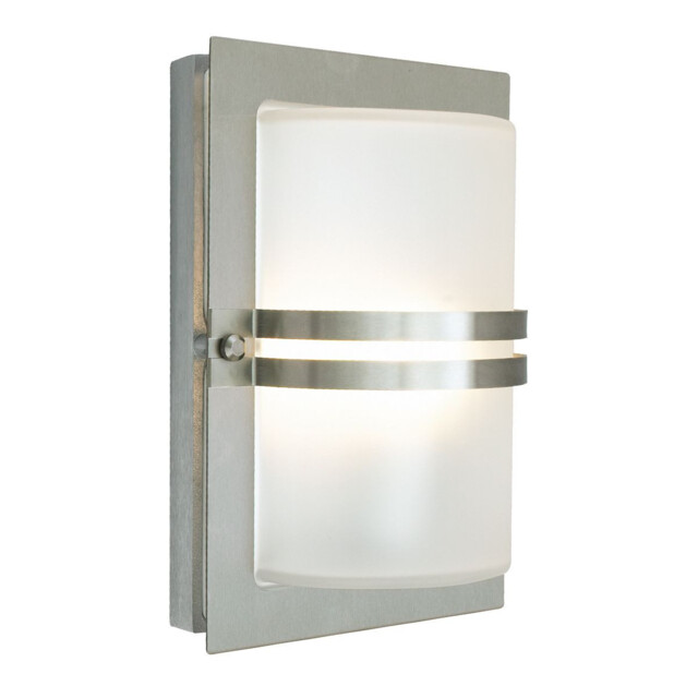 1 Light Outdoor Frosted Flush Wall Light Stainless Steel IP54, E27 - image 1