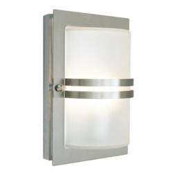 1 Light Outdoor Frosted Flush Wall Light Stainless Steel IP54, E27