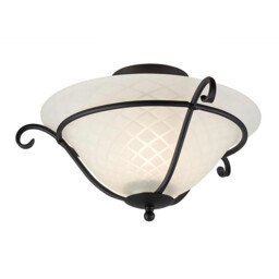 Torchiere 1 Light Flush Ceiling Light Black, E27 - thumbnail 1