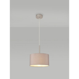Baymont Satin Nickel E27 Single Pendant With 30cm x 17cm Faux Silk Shade, Grey/White Laminate - thumbnail 2