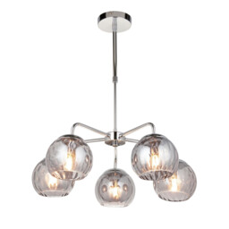 Dimple Multi Arm Glass Pendant Ceiling Lamp, Chrome Plate, Smoked Mirror Glass - thumbnail 1