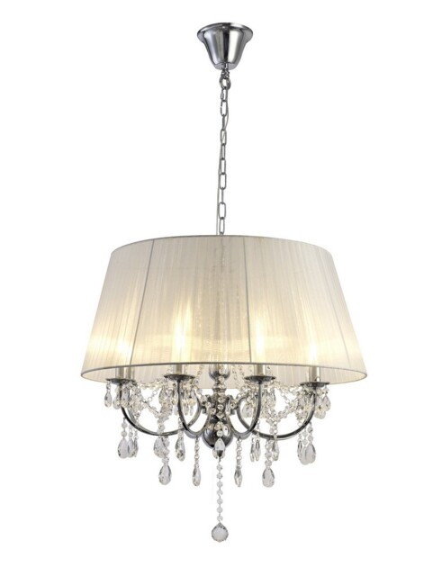 Olivia Ceiling Pendant with White Shade 8 Light Polished Chrome, Crystal - image 1