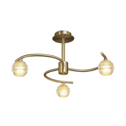 Sphere Semi Flush 3 Light G9, Antique Brass - thumbnail 1