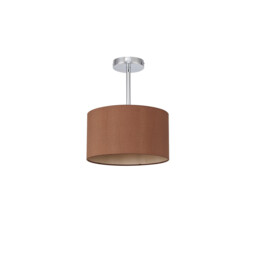 Baymont Polished Chrome E27 Semi Flush With 30cm x 17cm Dual Faux Silk Shade, Raw Cocoa/Grecian Bronze - thumbnail 5