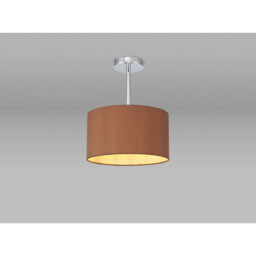 Baymont Polished Chrome E27 Semi Flush With 30cm x 17cm Dual Faux Silk Shade, Raw Cocoa/Grecian Bronze - thumbnail 2
