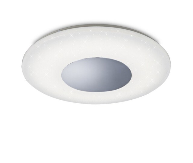 Fusion Flush Ceiling Light 45cm Round 48W LED 3000-6500K Tuneable, 3500lm, Remote Control Chrome, White - image 1
