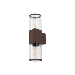 Kirkwood Outdoor Wall Lamp 2 Light E27, IP54, Matt Brown, Clear - thumbnail 5