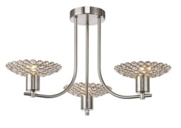 Ellen Semi Flush Ceiling 3 Light Satin Nickel, Crystal - thumbnail 1