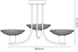 Ellen Semi Flush Ceiling 3 Light Satin Nickel, Crystal - thumbnail 3