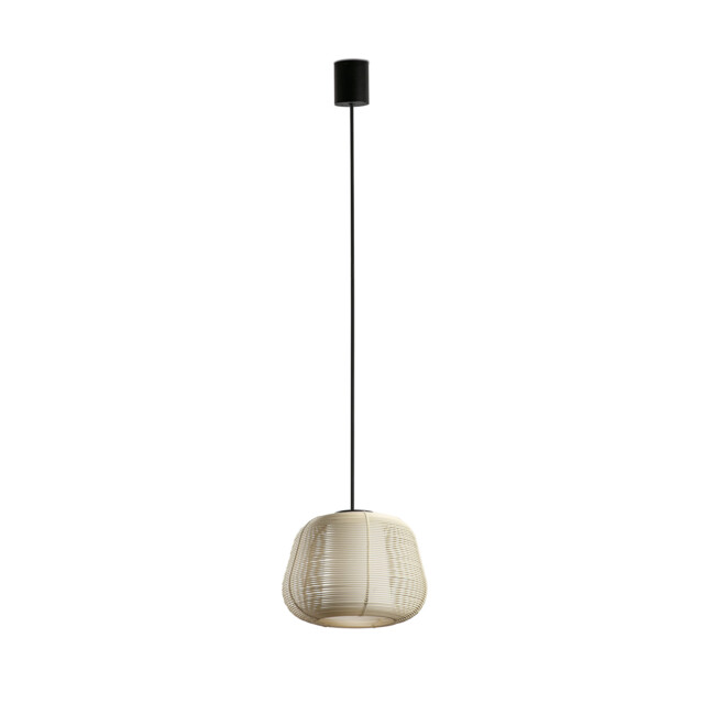 Narita Outdoor Pendant Ceiling Light Beige E27 IP65 - image 1