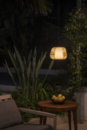 Narita Outdoor Pendant Ceiling Light Beige E27 IP65 - thumbnail 2