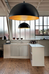 Dingle Dome Pendant Ceiling Lights Black / Gold Glass, E27 - thumbnail 3