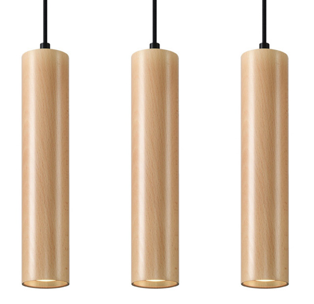 Lino Triple Hanging Pendant Light Natural Wood GU10 - image 1
