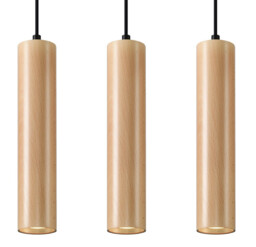 Lino Triple Hanging Pendant Light Natural Wood GU10