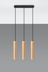 Lino Triple Hanging Pendant Light Natural Wood GU10 - thumbnail 2