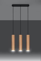 Lino Triple Hanging Pendant Light Natural Wood GU10 - thumbnail 3