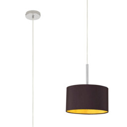 Baymont Polished Chrome E27 Universal Single Pendant With 30cm x 17cm Dual Faux Silk Shade, Midnight Black/Green Olive