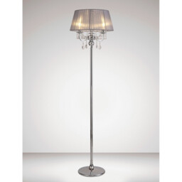 Olivia Floor Lamp With Grey Shade 3 Light E14 Polished Chrome/Crystal, NOT LED/CFL Compatible - thumbnail 2