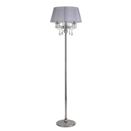 Olivia Floor Lamp With Grey Shade 3 Light E14 Polished Chrome/Crystal, NOT LED/CFL Compatible - thumbnail 3