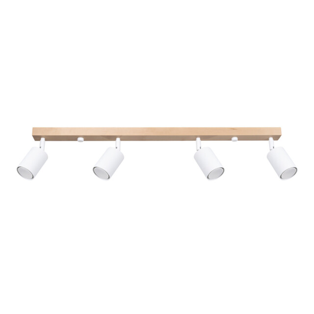 Verdo Modern Ceiling Spotlight Bar Wood, White 4x GU10 - image 1
