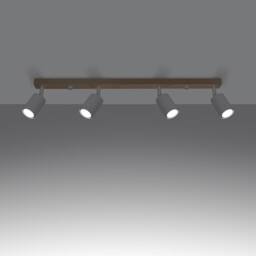 Verdo Modern Ceiling Spotlight Bar Wood, White 4x GU10 - thumbnail 3