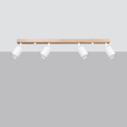 Verdo Modern Ceiling Spotlight Bar Wood, White 4x GU10 - thumbnail 2