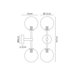 Tivoli Medium Arm Wall Light, 2 Light G9, IP44, Brass Gold/Clear Smooth Round Glass - thumbnail 2