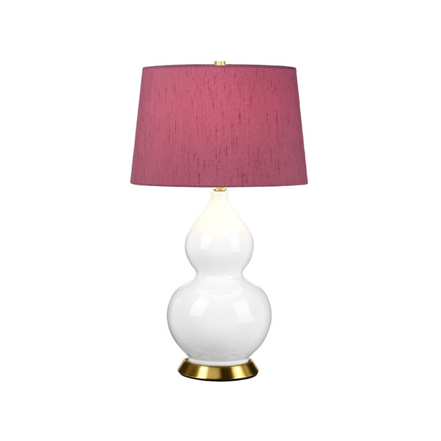 Isla Table Lamp with Round Tapered Shade, Aged Brass, White, Purple - image 1