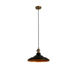 Moravia 35cm 1 Light Braided Pendant, Round Tiered Metal Shade, Antique Brass/Black/Matt Black/Gold - thumbnail 5