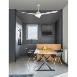 Silky Ceiling Fan Matt White Steel, Glass Plywood White - thumbnail 2