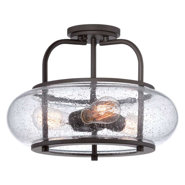 Trilogy 3 Light Medium Semi Flush Ceiling Light Old Bronze, E27 - image 1
