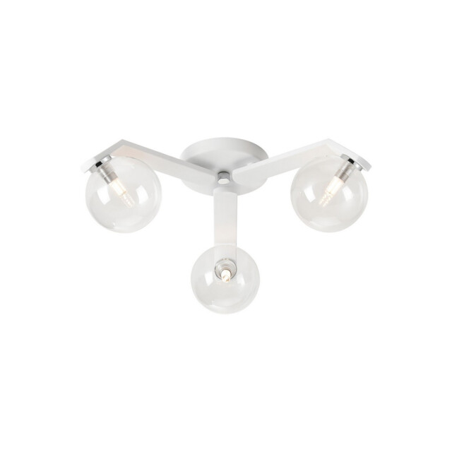 Cortland 51cm Flush Ceiling, 3 Light G9, IP44, White/Polished Chrome/Clear Smooth Round Glass - image 1