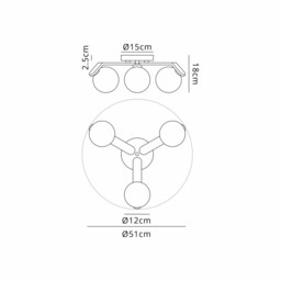 Cortland 51cm Flush Ceiling, 3 Light G9, IP44, White/Polished Chrome/Clear Smooth Round Glass - thumbnail 2