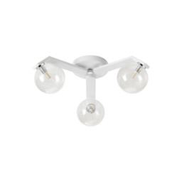 Cortland 51cm Flush Ceiling, 3 Light G9, IP44, White/Polished Chrome/Clear Smooth Round Glass - thumbnail 5