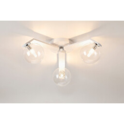 Cortland 51cm Flush Ceiling, 3 Light G9, IP44, White/Polished Chrome/Clear Smooth Round Glass - thumbnail 3