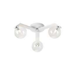 Cortland 51cm Flush Ceiling, 3 Light G9, IP44, White/Polished Chrome/Clear Smooth Round Glass - thumbnail 1