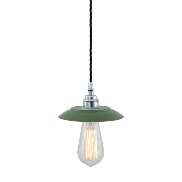 Reznor Pendant, Chrome, Sage Green Shade - image 1
