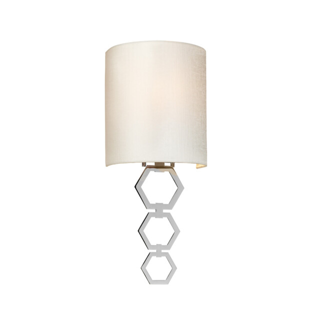 Clark Small 1 Light Wall Light, Polished Chrome, Ivory Faux Silk Shade - image 1