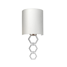 Clark Small 1 Light Wall Light, Polished Chrome, Ivory Faux Silk Shade - thumbnail 2