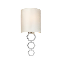 Clark Small 1 Light Wall Light, Polished Chrome, Ivory Faux Silk Shade