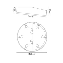Mini Flush Ceiling Light 70cm Round, 8 x E27 (Max 20W), White, IP44 - thumbnail 2