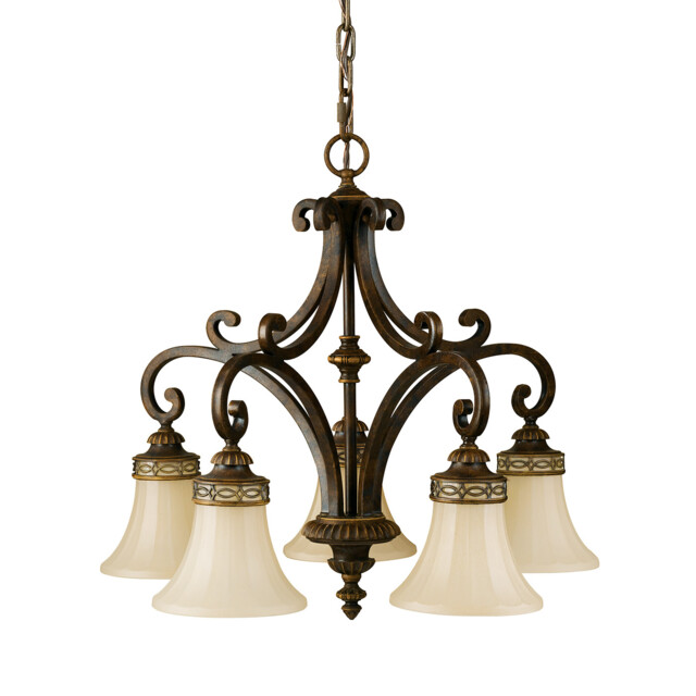Drawing Room 5 Light Multi Arm Chandelier Walnut Finish, E27 - image 1
