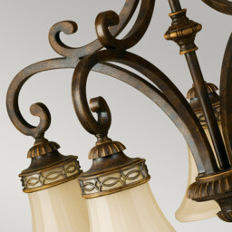 Drawing Room 5 Light Multi Arm Chandelier Walnut Finish, E27 - thumbnail 3
