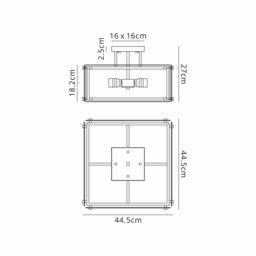 Wayne Semi Flush, 4 Light E27, Matt Black, Chrome, Clear Glass - thumbnail 2